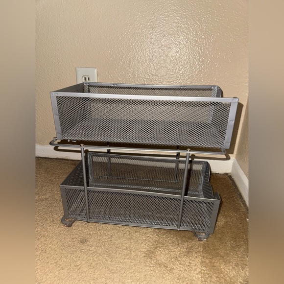 SIMPLE HOUSEWARE 2 Tier Sliding Cabinet Basket Organizer Drawer, Silver - Picture 4 of 15